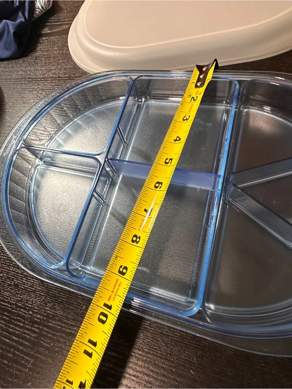 Tupperware Divided Oval Food Storage Container Set w/ Snap Lids Clear/Blue